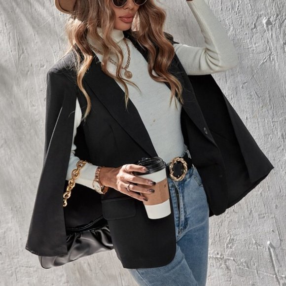MODA ME COUTURE Jackets & Blazers - CHIC DOLLZ Cape Blazer - black